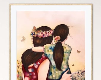 Gift for mother's day, mother daughter print, Claudia Tremblay