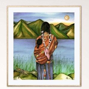 Guatemalan mother with baby in rebozo art print. Claudia Tremblay.