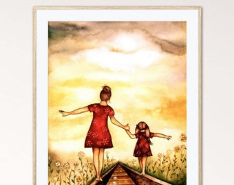 Gift for mother's day, mother daughter print, Claudia Tremblay