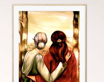 Gift for mother's day, mother daughter print, Claudia Tremblay