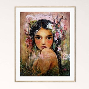 Gift for her, whimsical portraits,  art print.