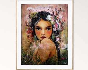 Portrait figure, whimsical portraits, Claudia Tremblay art print.