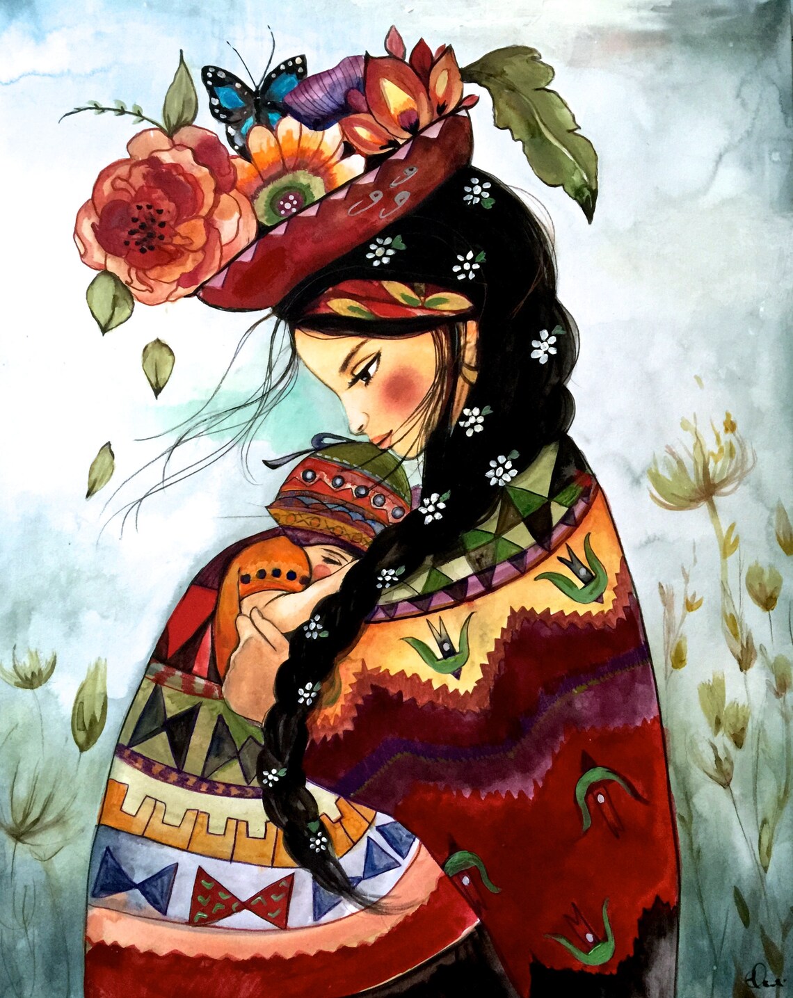 Baby in a sling reboso from Peru image 0