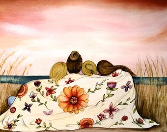 Gift for mother's day, mother daughter print, Claudia Tremblay