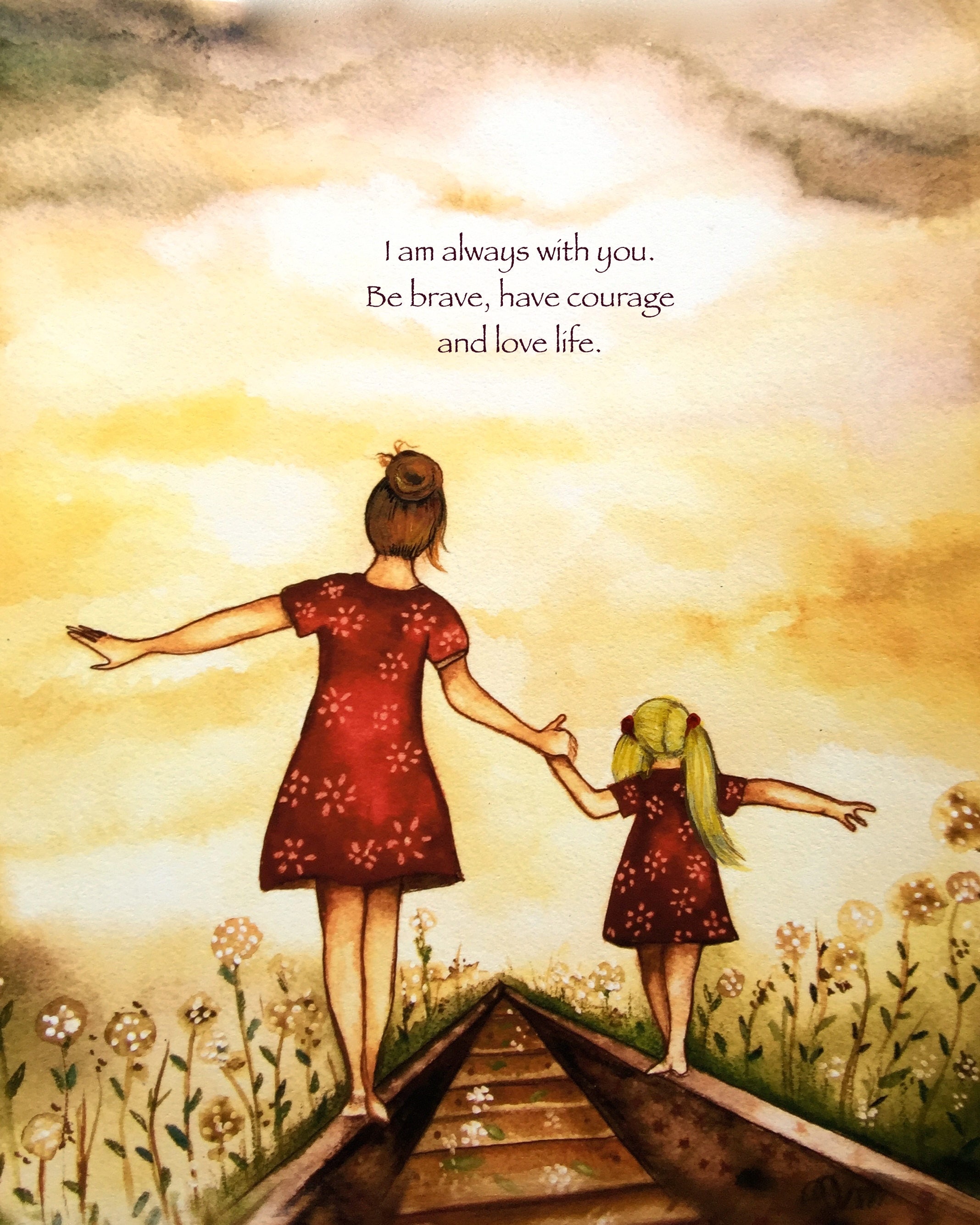 Mom And Daughter Holding Hands Drawing