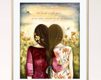 Gift for sister, Sister Art print, Sisters Custom Birthday gift , Birthday gift for sister, Claudia Tremblay