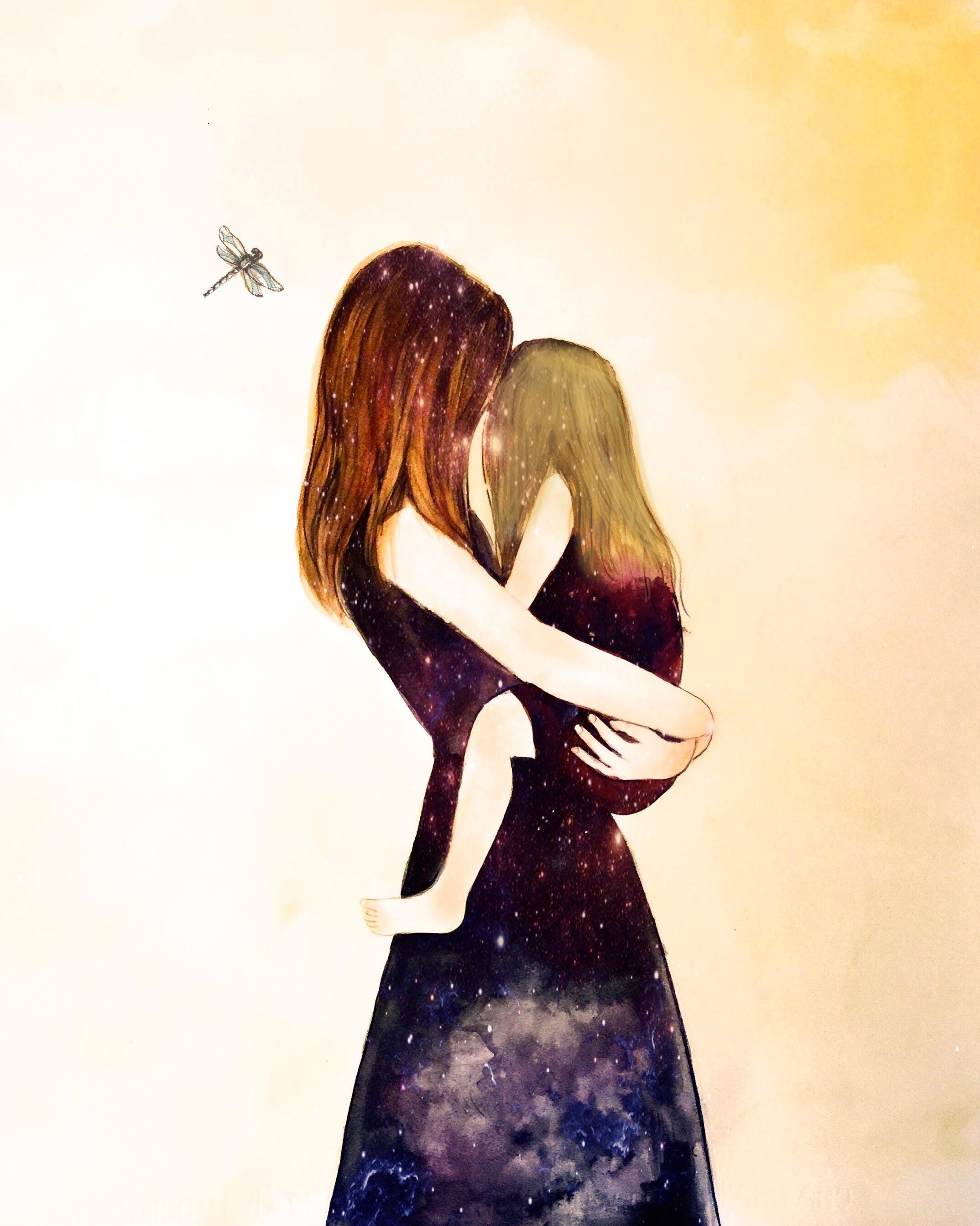 Mother Daughter Art Print, Sentimental Celestial Gift - Etsy