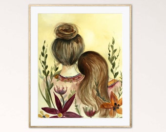 Gift for mother's day, mother daughter print, Claudia Tremblay
