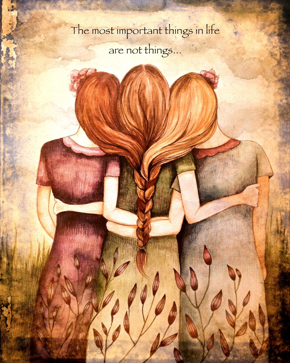 Buy Sibling Gift Three Sisters Art Print With Quote or Without ...