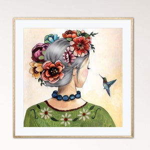 Portrait figure, whimsical portraits, Claudia Tremblay art print.