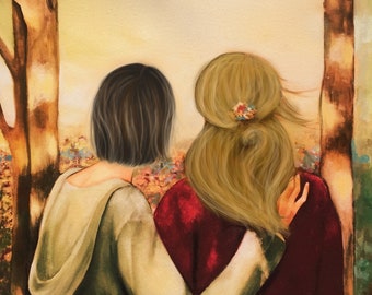 Gift for mother's day, mother daughter print, Claudia Tremblay