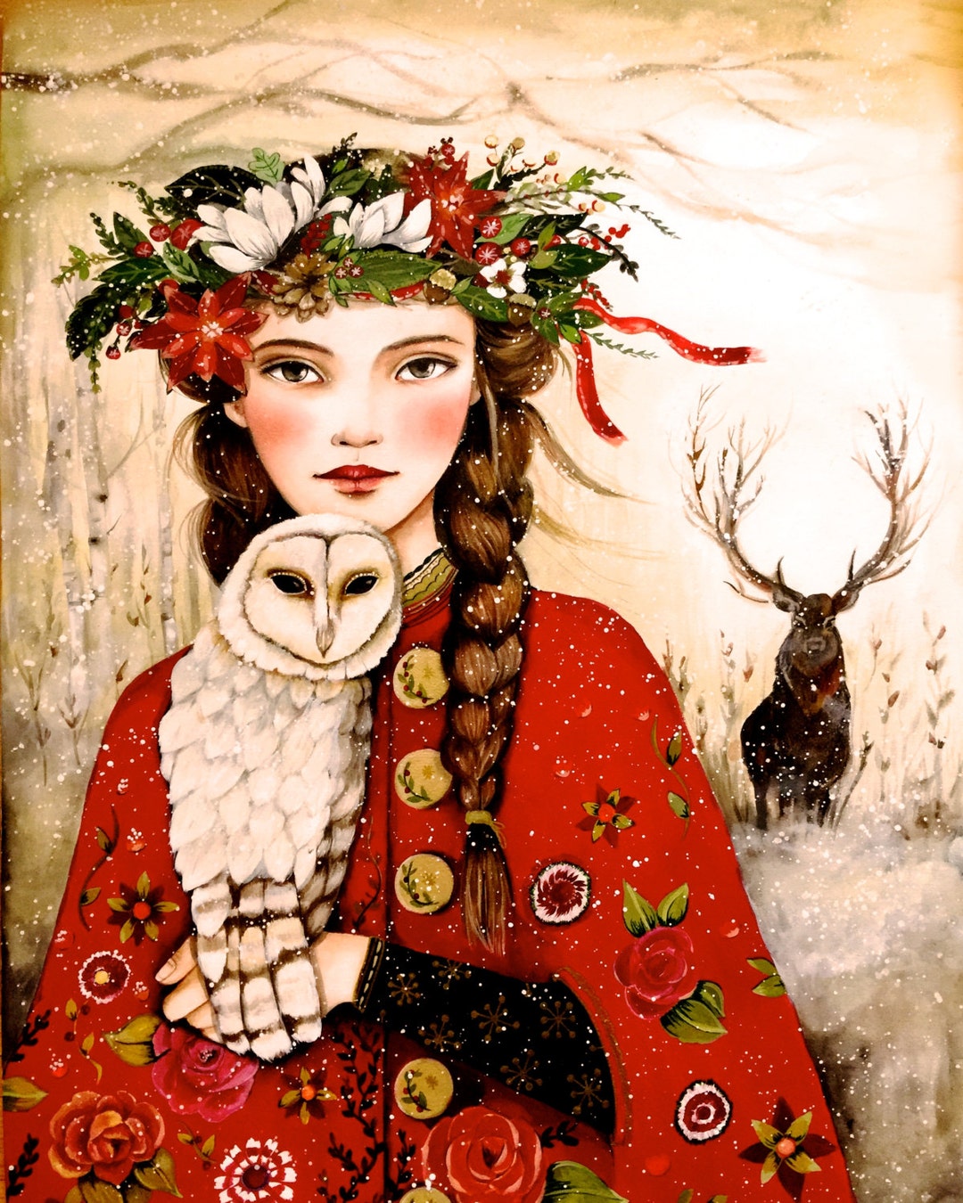 Portrait Art Archival Print Woman Wall Art Feminine Etsy