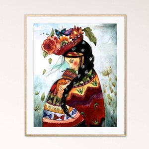 Mother’s Day gift, portrait painting, wall art, home decor, mama, gift for her, art print for her.