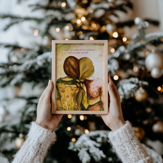 Personalized gift for sister, art print for her, wall decor, sister art  print, sisters custom birthday gift for