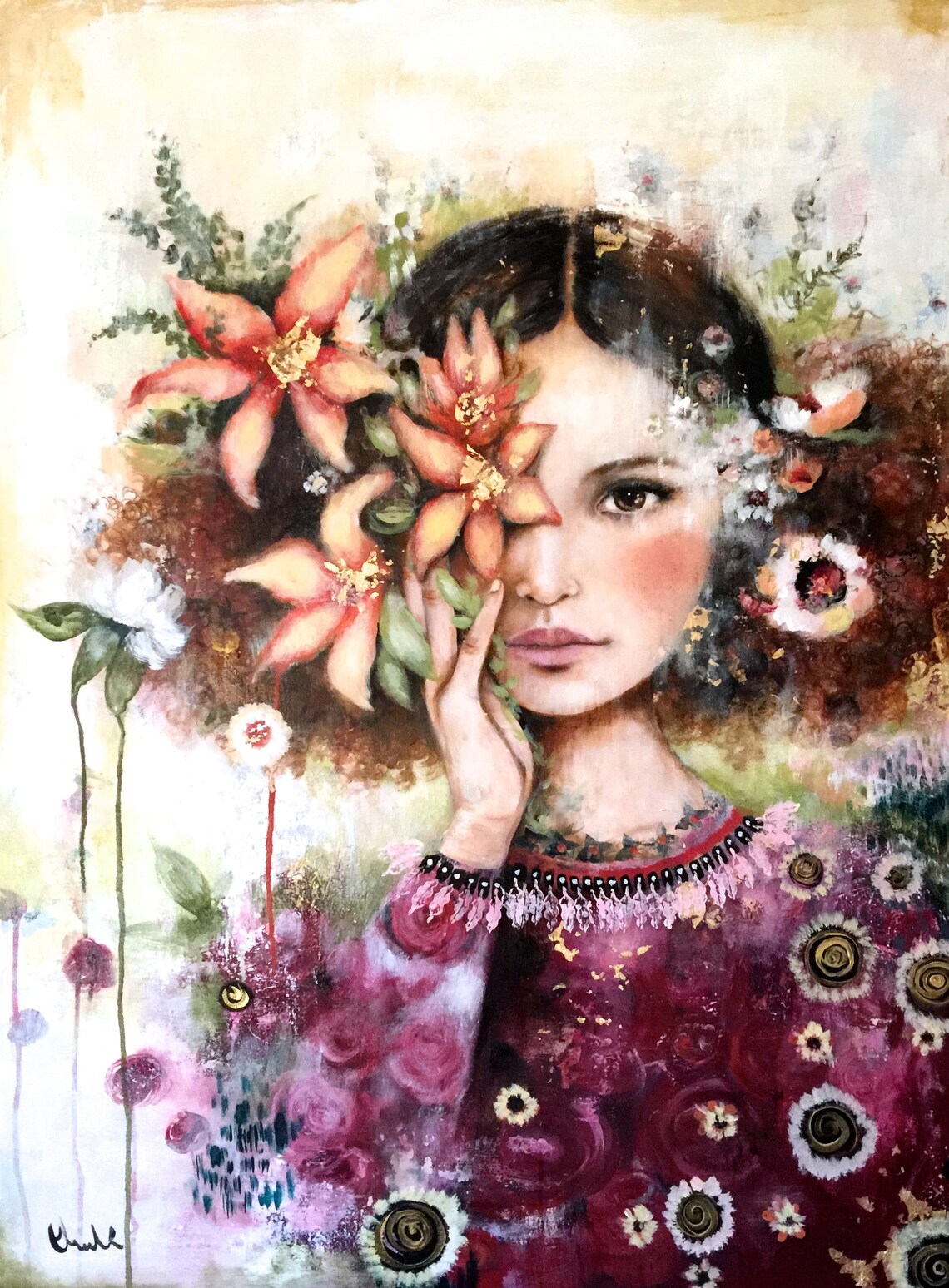female empowermentart print drawing love portrait artwork image 0