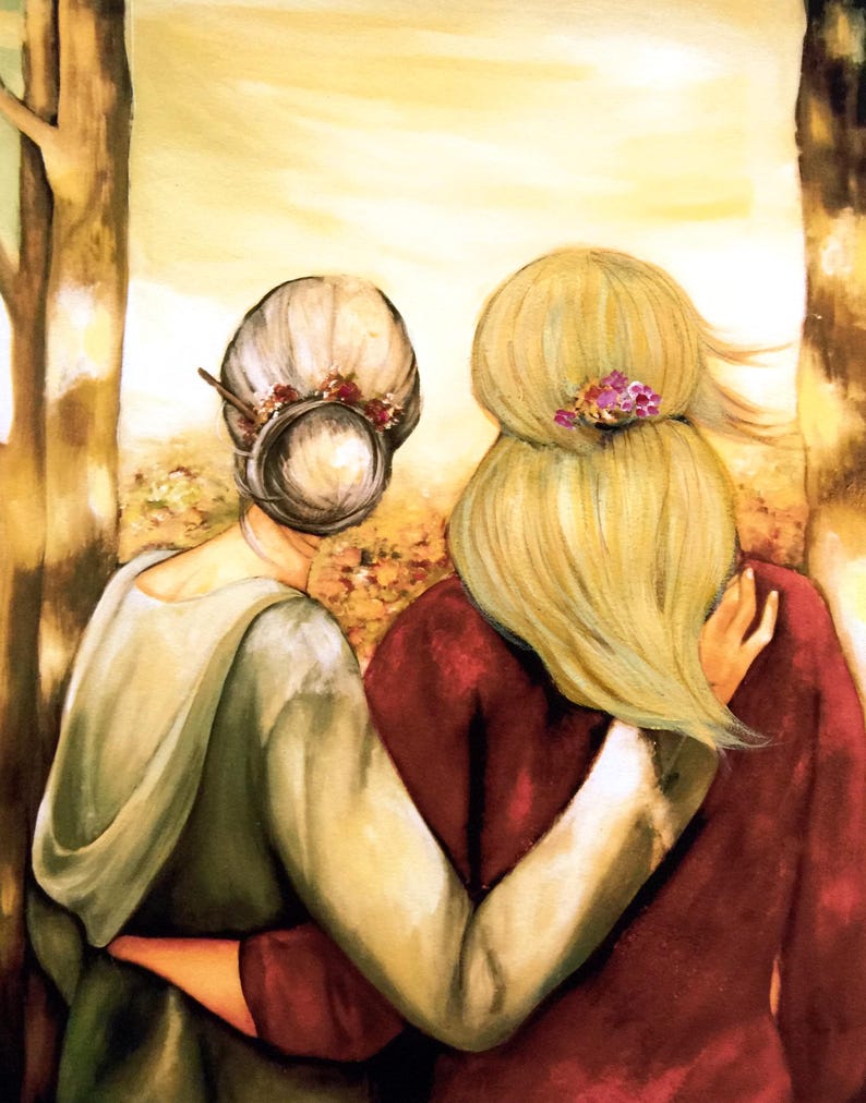 for mother's day, mother daughter print, image 1