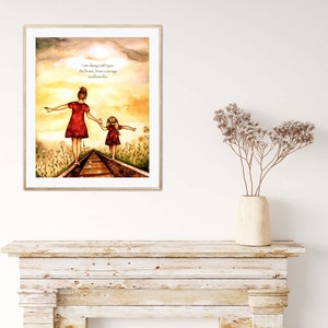 Mother and Daughter on Train Tracks Art Print. . - Etsy
