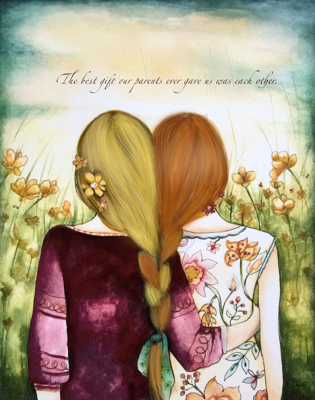 Gift for Sister, Sister Art Print, Sisters Custom Birthday Gift ...