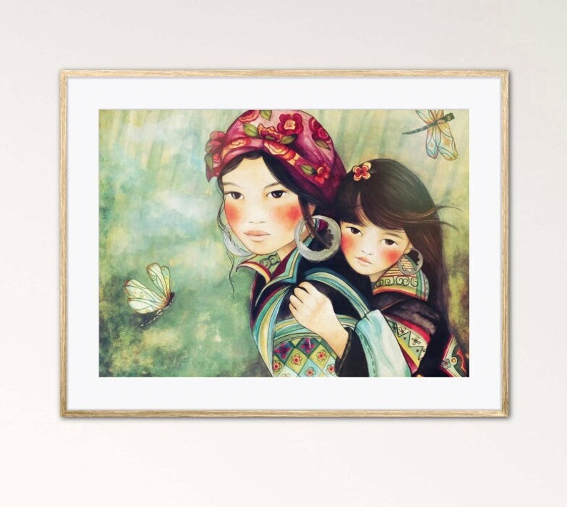 Gift for mother's day, mother daughter print, Claudia Tremblay image 1