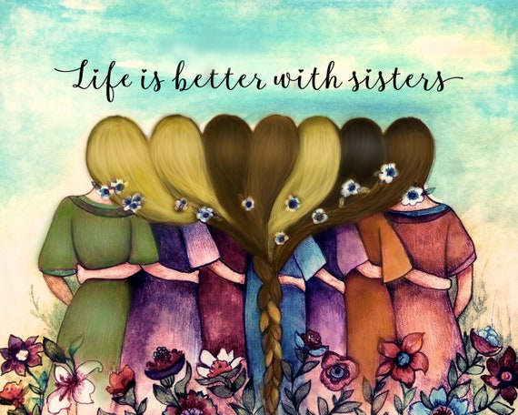 Best Friends Sister Wall Art Sisters Digital Art Print Sisters