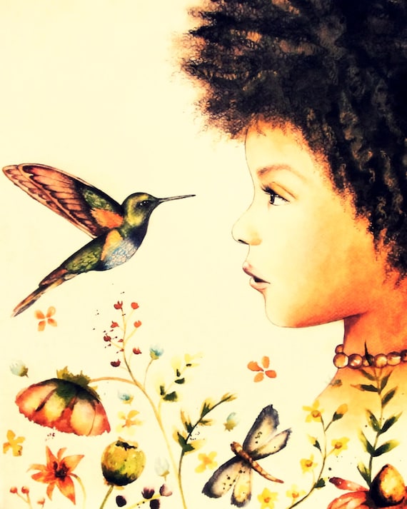 Hummingbird Art Print, Whimsical Wall Decor