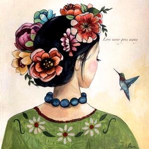 Gift for her, Art print, wall decor, painting portrait, inspirational quote, whimsical portraits,  art print.