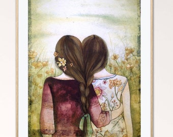 Gift for sister, Sister Art print, Sisters Custom Birthday gift , Birthday gift for sister,