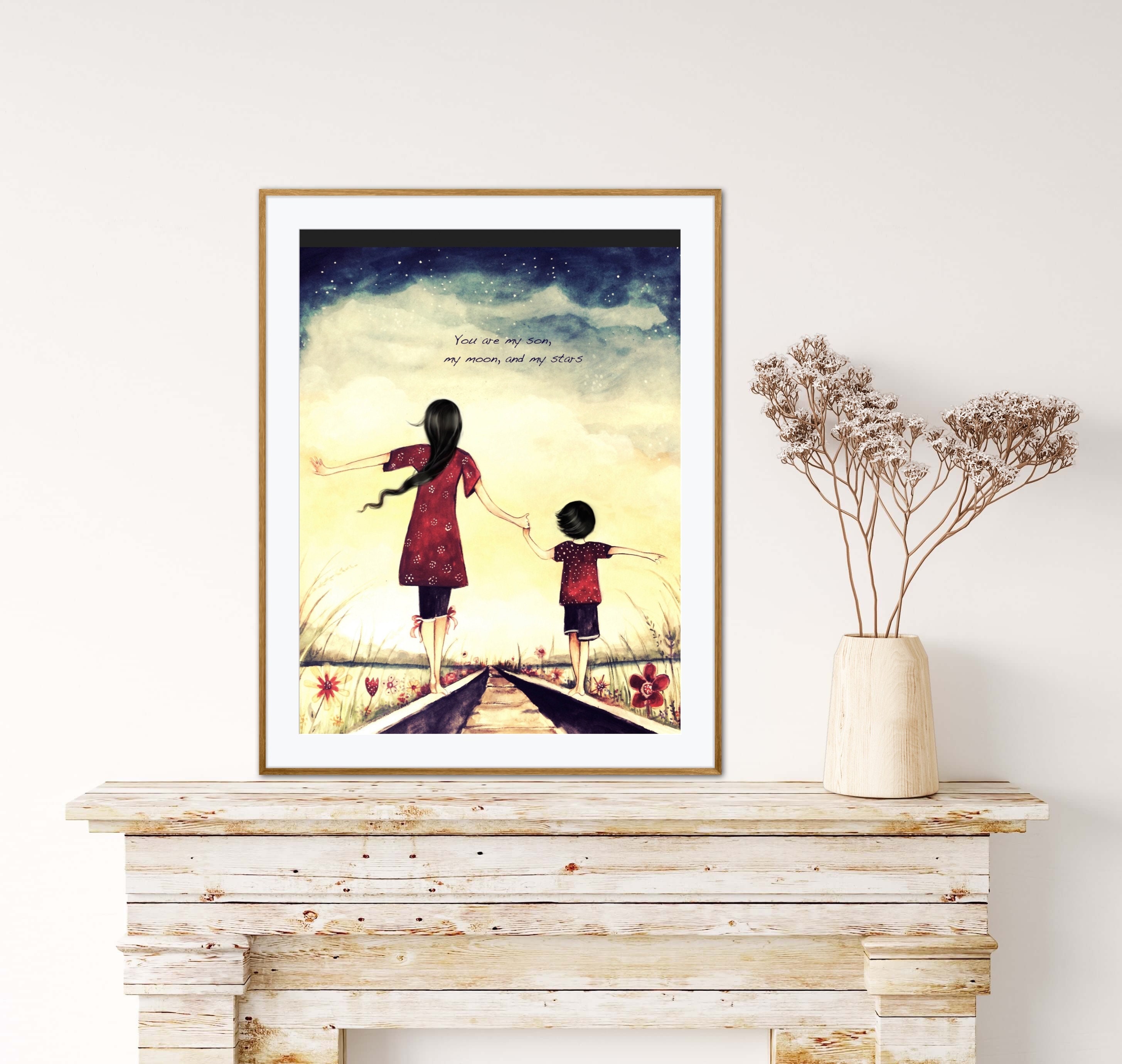 Mother and Child Art Print, Watercolor Illustration, Mother's Day Gift ...