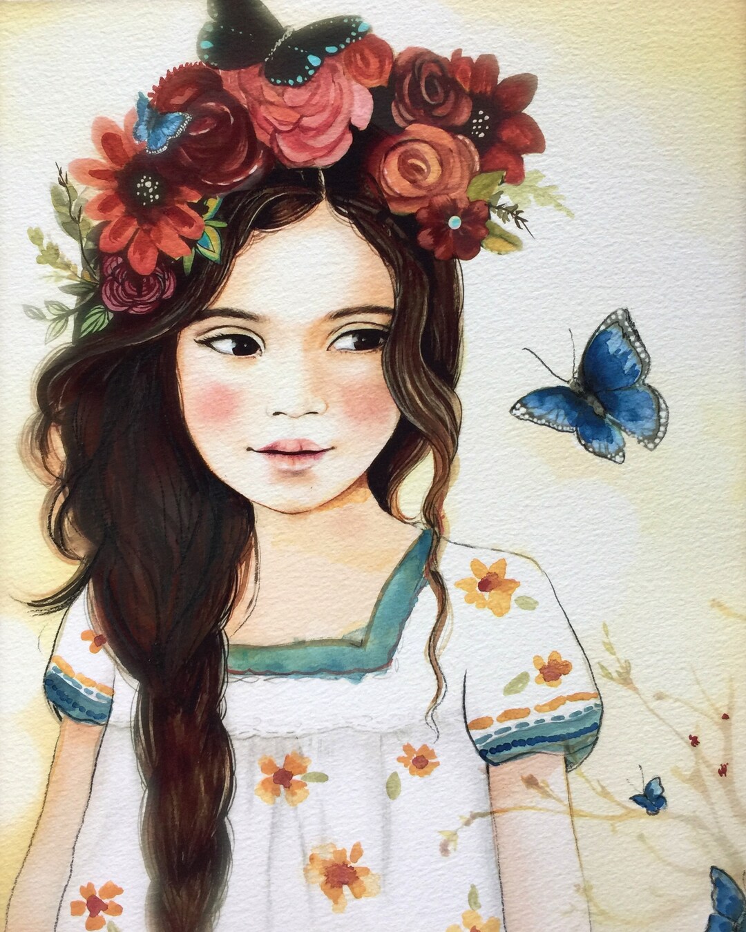 Portrait Art Archival Print Woman Wall Art Feminine Etsy