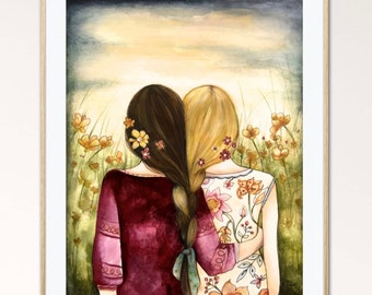 Gift for sister, Sister Art print, Sisters Custom Birthday gift , Birthday gift for sister,