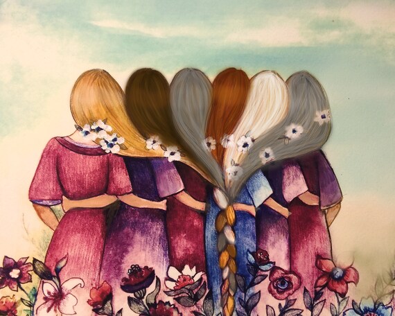 The Six Sisters Best Friendsbridesmaids Present Art Print - Etsy India