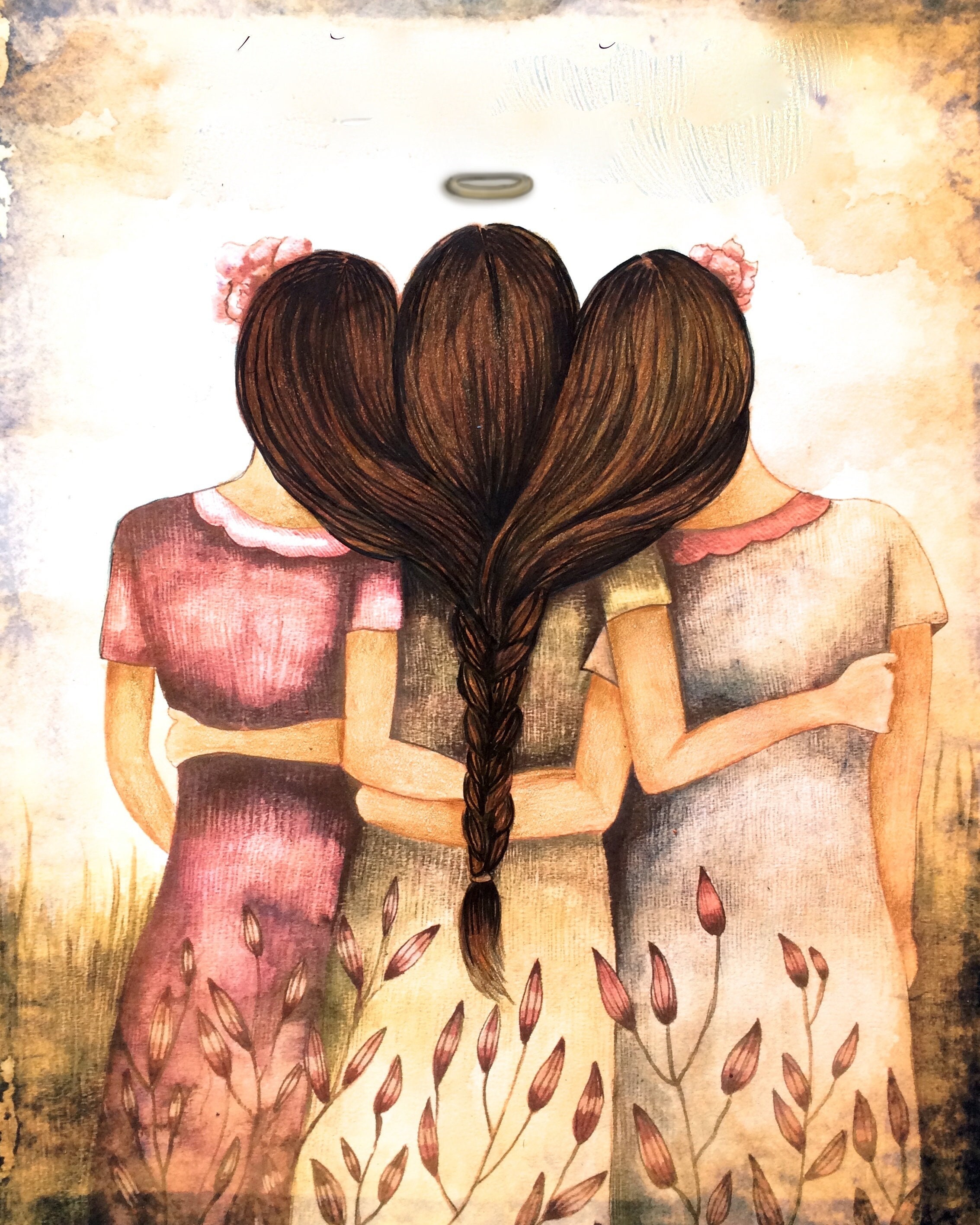 Sibling Gift Three Sisters Best Friends With Brown Hair - Etsy New Zealand