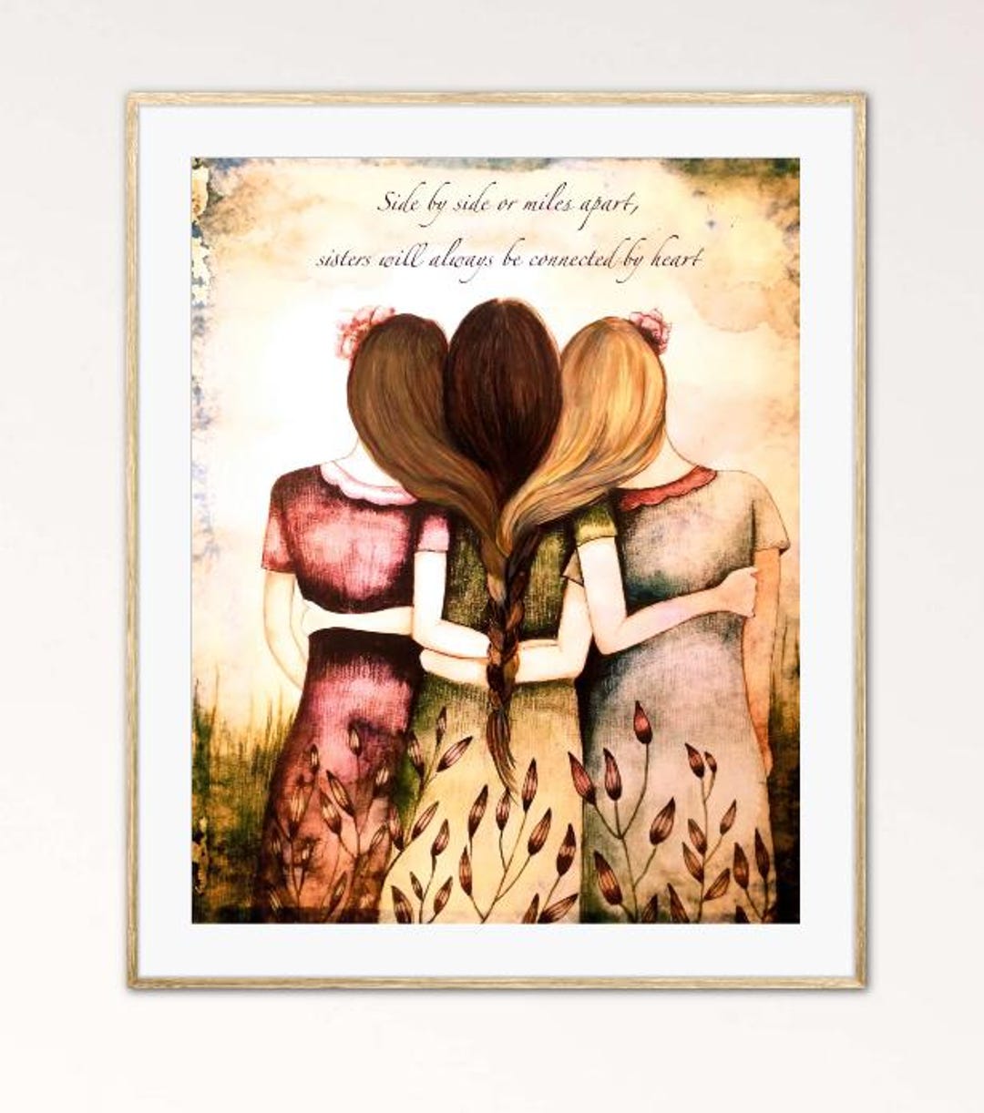 Personalized Sister Portrait Print, Custom Birthday Gift for Sisters - Etsy