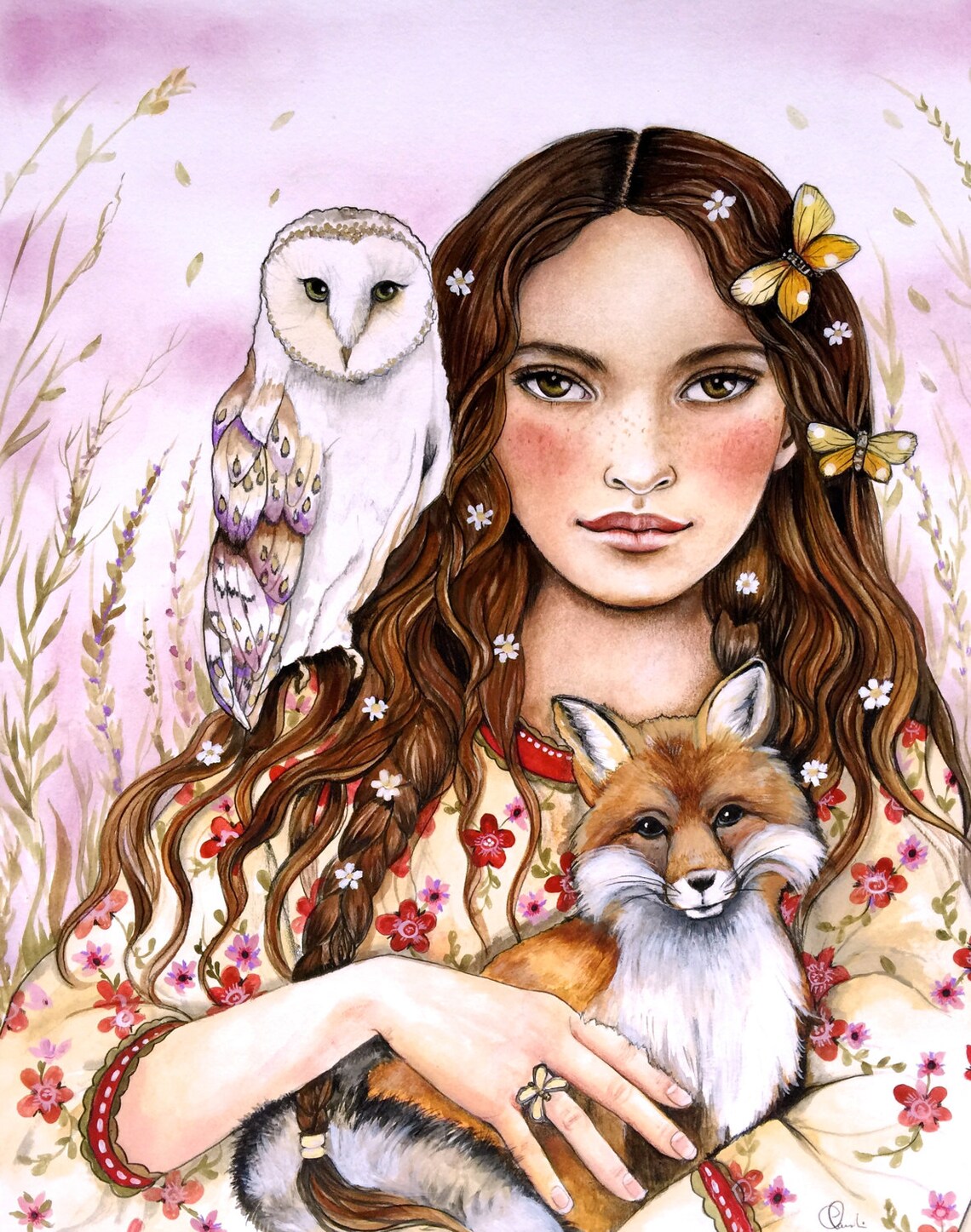 female empowermentart print drawing love portrait artwork image 0