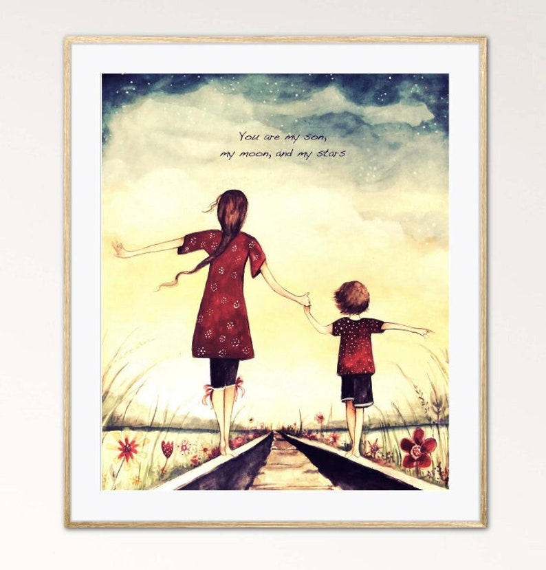 Mother and Son Art Print, Personalized Mother's Day Gift - Etsy