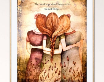 Personalized Sister Portrait, Custom Birthday Gift for Sister, Mother’s Day Gift, Sisters Print, Gift For Women, Custom Portrait, Faceless