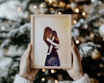 für Muttertag, Mutter Tochter Druck, Wand Kunst Dekor, Weihnachtsgeschenk für Mama.