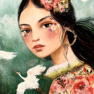 Gift for her, whimsical portraits,  art print.