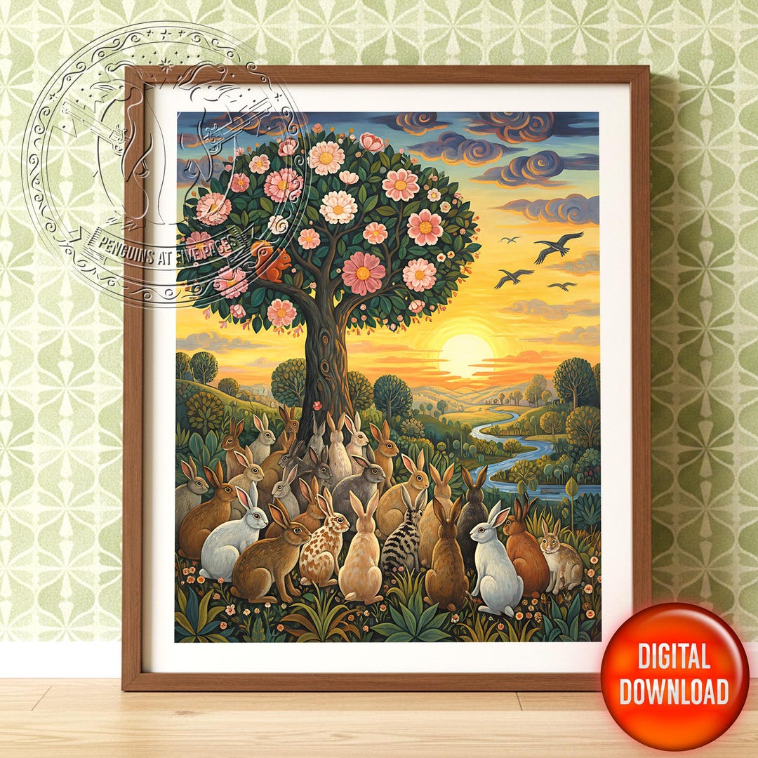 Rabbits at Sunset, Printable Digital Download Wall Art - Etsy