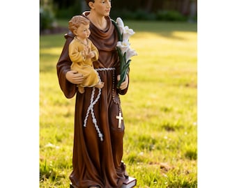 Large St Anthony Statue 20", Saint Anthony of Padua with Baby Jesus, San Antonio Figurine, Patron of Lost Things, Catholic Altar Art
