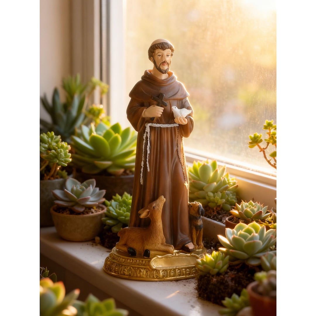 St Francis of Assisi Statue 8.6", Patron of Animals With Dog & Deer ...