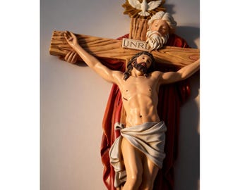 Holy Trinity Crucifix, Throne of Grace, Catholic Wall Cross, 12 Inch