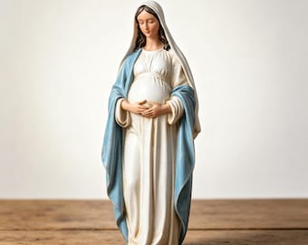 Pregnant Virgin Mary Statue, 8 Inch Resin Catholic Madonna for Pregnancy Gift & Home Altar Decor