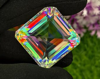 Natural Mystic Topaz 140 Ct Square Shape Cut Gemstone Faceted 29X29X22MM