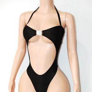 Rhinestone square monokini w/ties