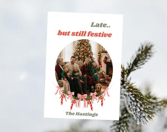 Funny Late Christmas Card Template | Editable Photo Holiday Card (Canva)
