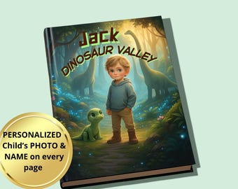 Un viaje mágico de dinosaurios • Álbum de fotos y nombres personalizado