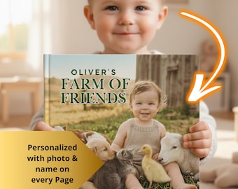 Livre personnalisé sur les animaux de la ferme pour enfants | Histoire de la ferme des amis pour enfants avec photo et nom de l'enfant | Cadeau pour garçon et fille