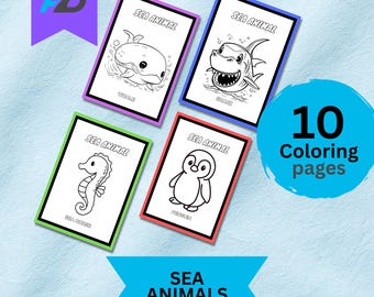 Páginas para colorear de animales marinos para niños, hojas de trabajo sobre la vida en el océano, actividad de aprendizaje divertida e imprimible.