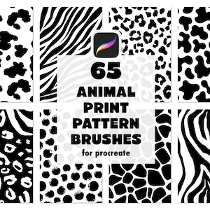 65 pinceles con estampado animal sin costuras para Procreate / Patrones, texturas y arte digital de piel animal